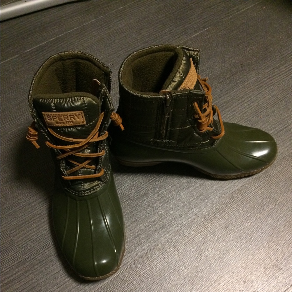 Army Green Sperry Rain Boots